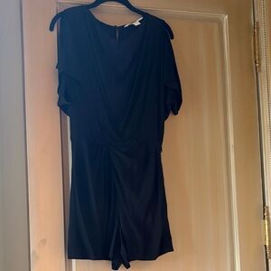 Diane Von Furstenberg Black Short-Sleeve Twist-Front Romper